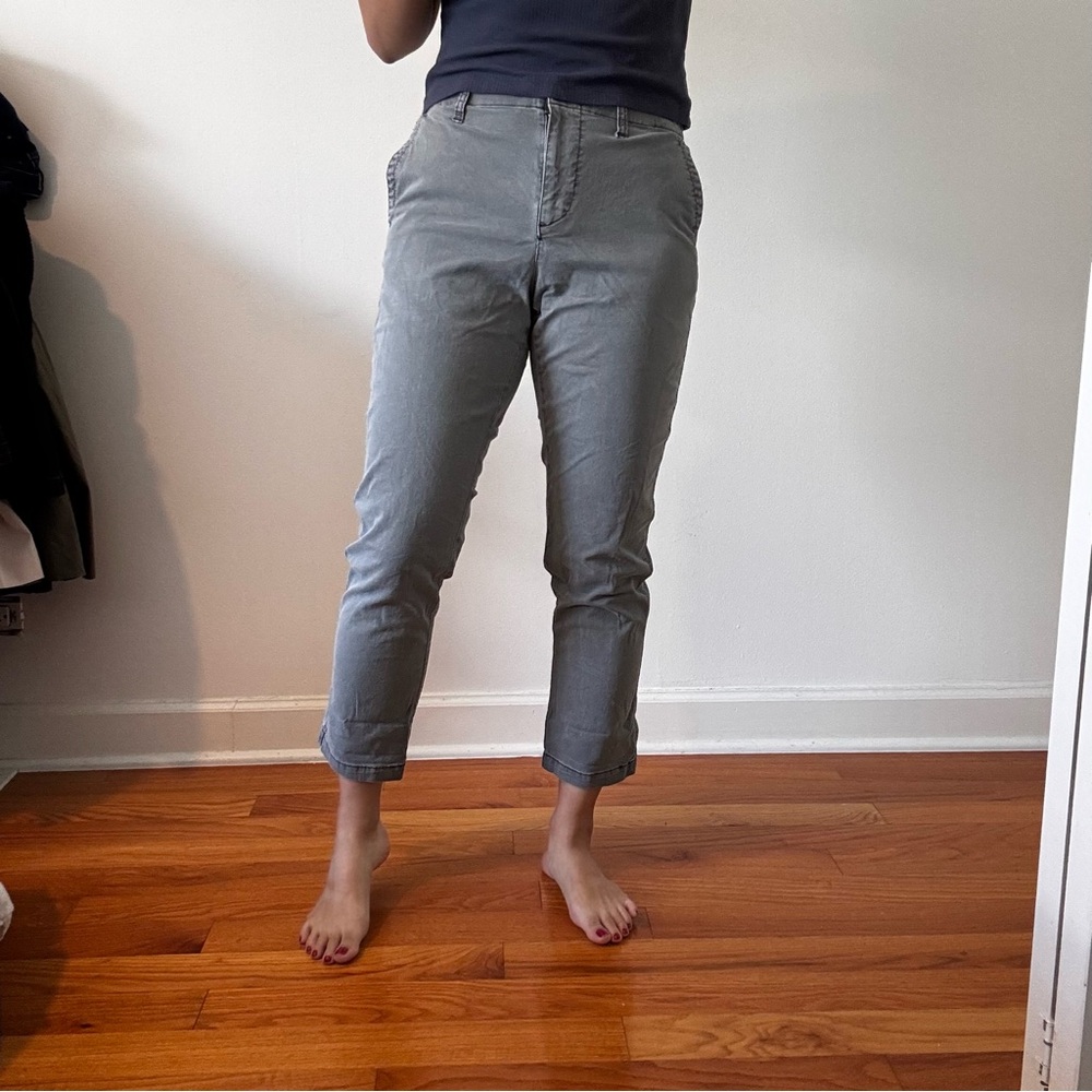 Gray Cropped Pull On Pants